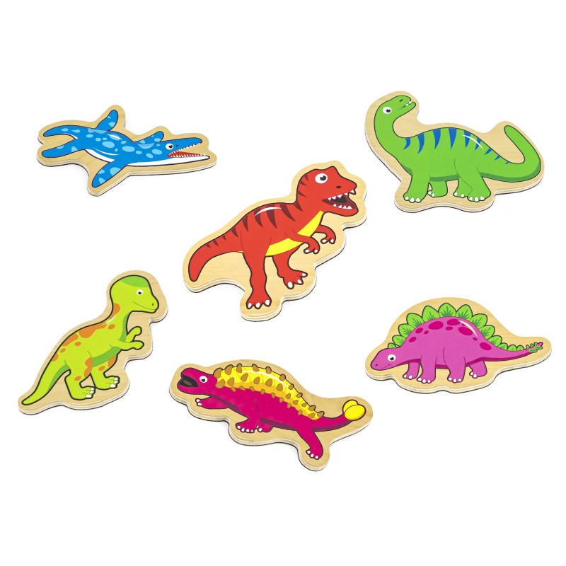 Set dinozauri magnetici din lemn 20 buc, Viga